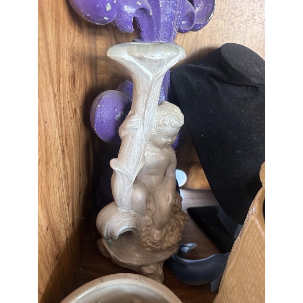 vintage ceramic Cherub Candle Holder figurine